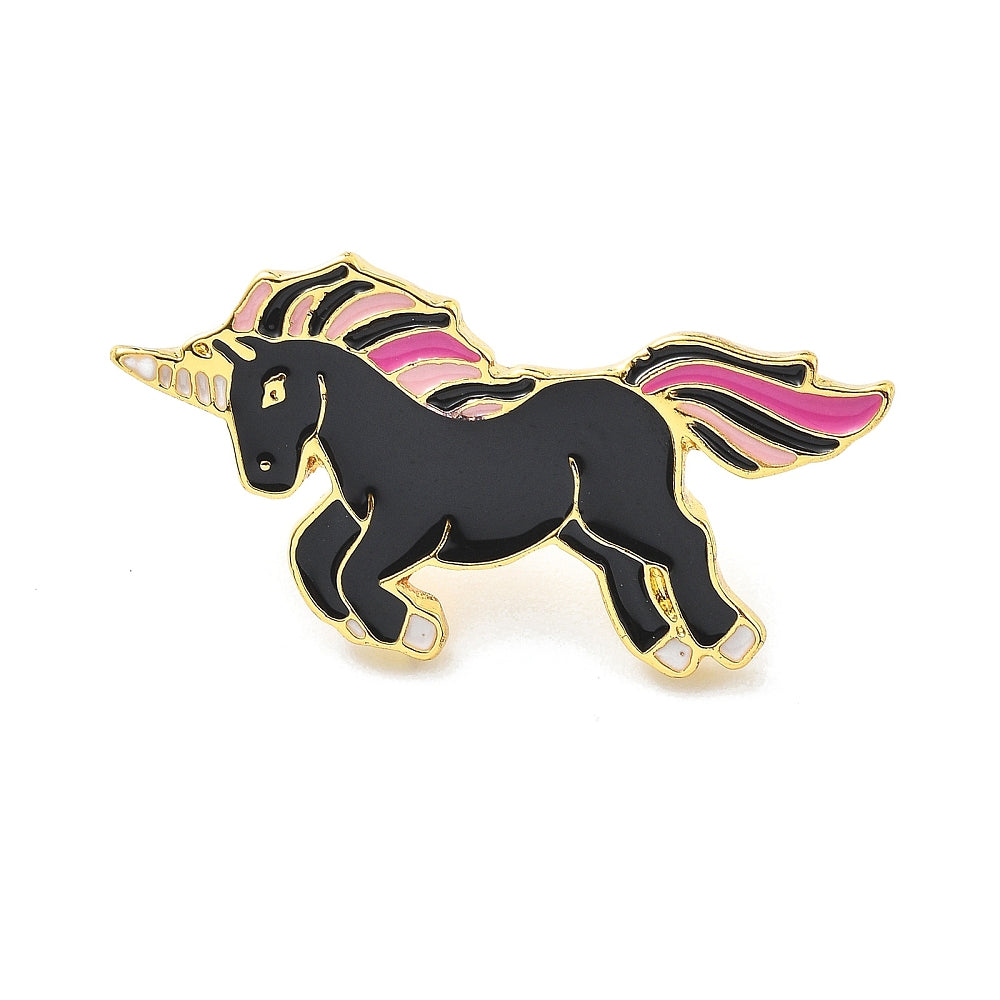 Black unicorn enamel pin