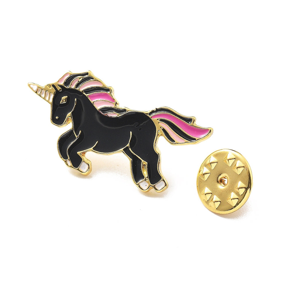 Black unicorn enamel pin