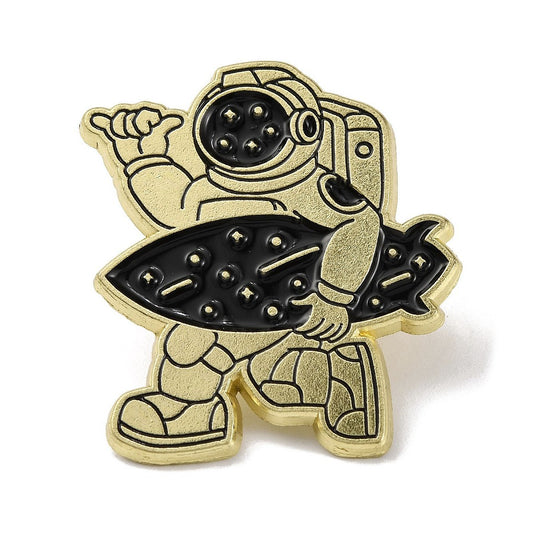 Spacesuit surfing enamel pin