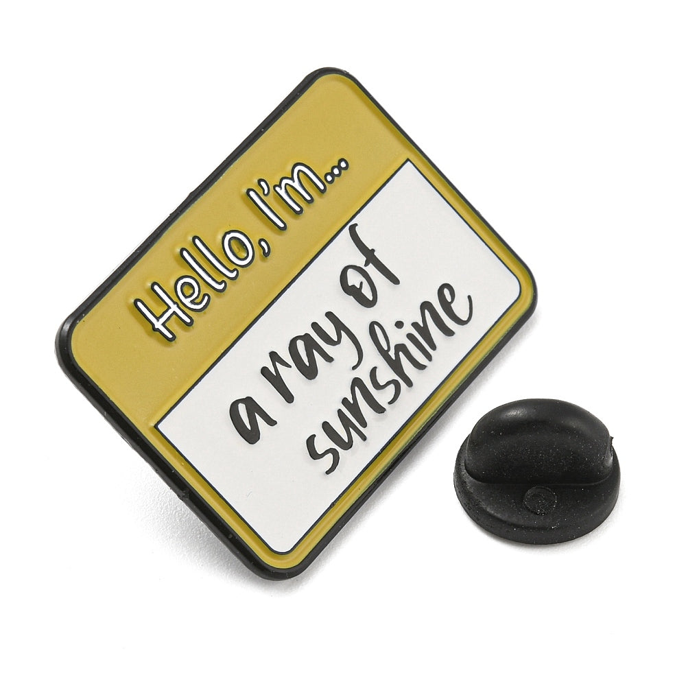 'hello i'm... a ray of sunshine' name badge enamel pin