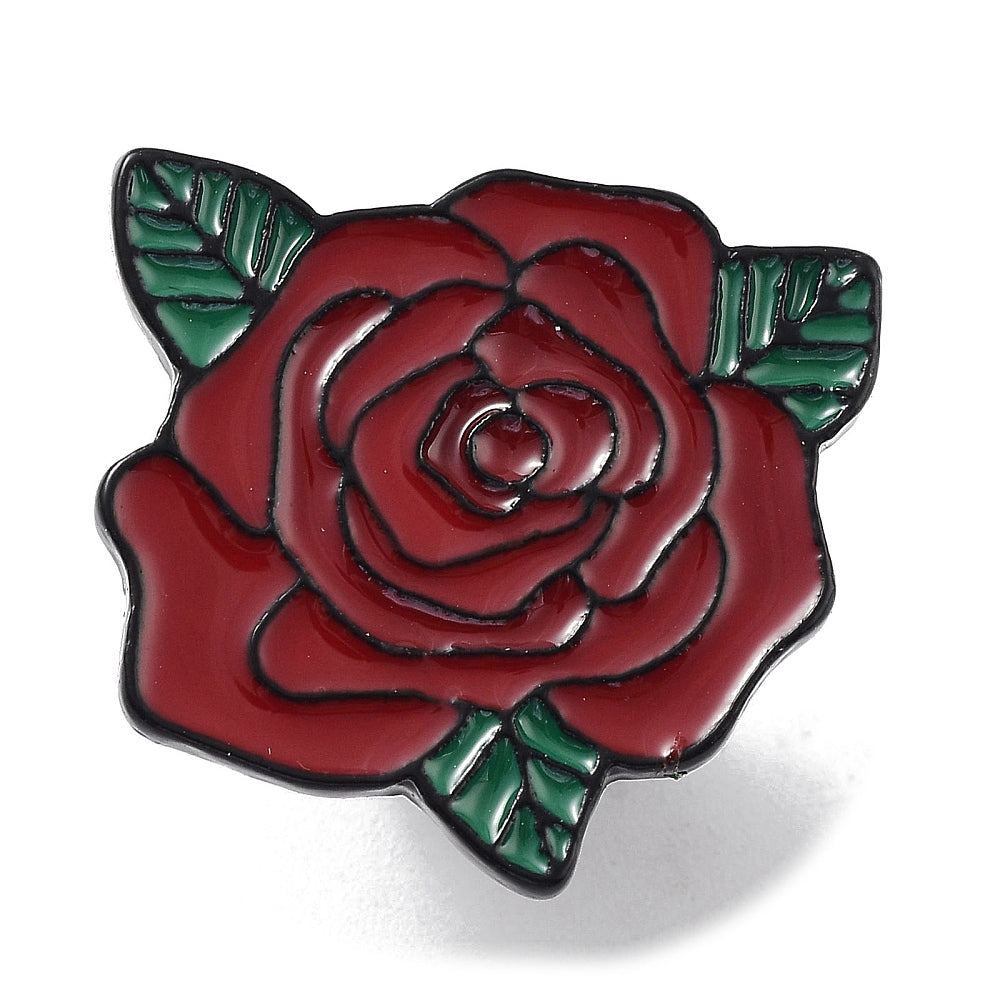 Red rose enamel pin