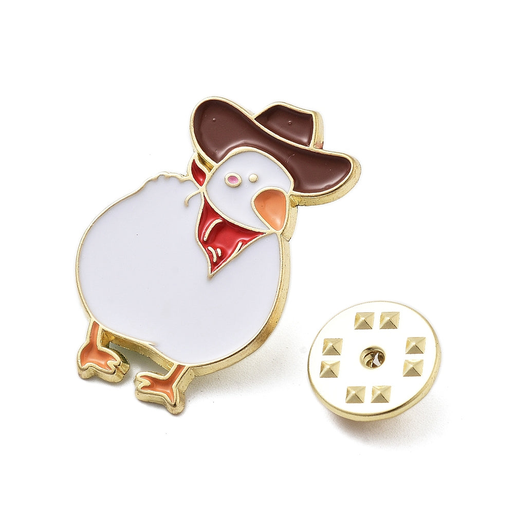 Cowboy chicken enamel pin