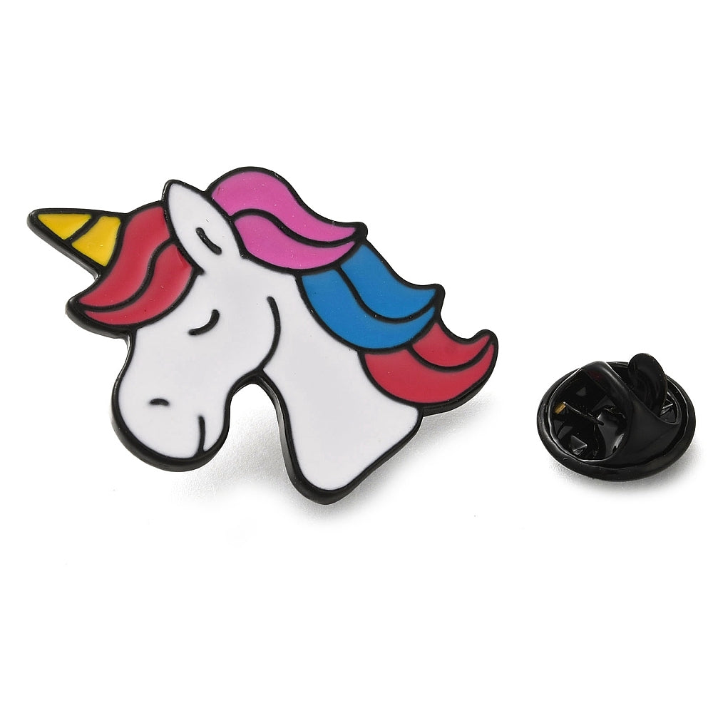 White unicorn head enamel pin