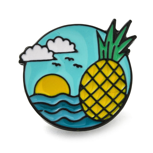 Pineapple beach holiday enamel pin