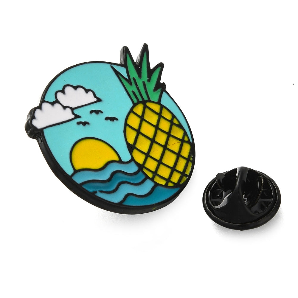 Pineapple beach holiday enamel pin