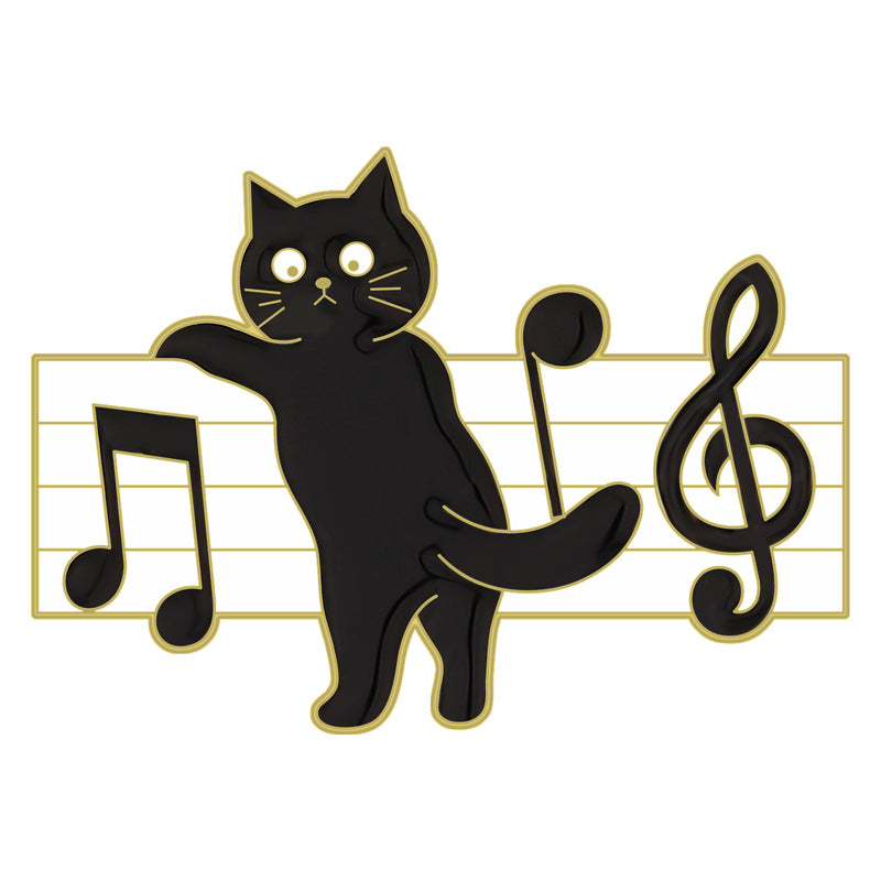 Cat music notes enamel pin