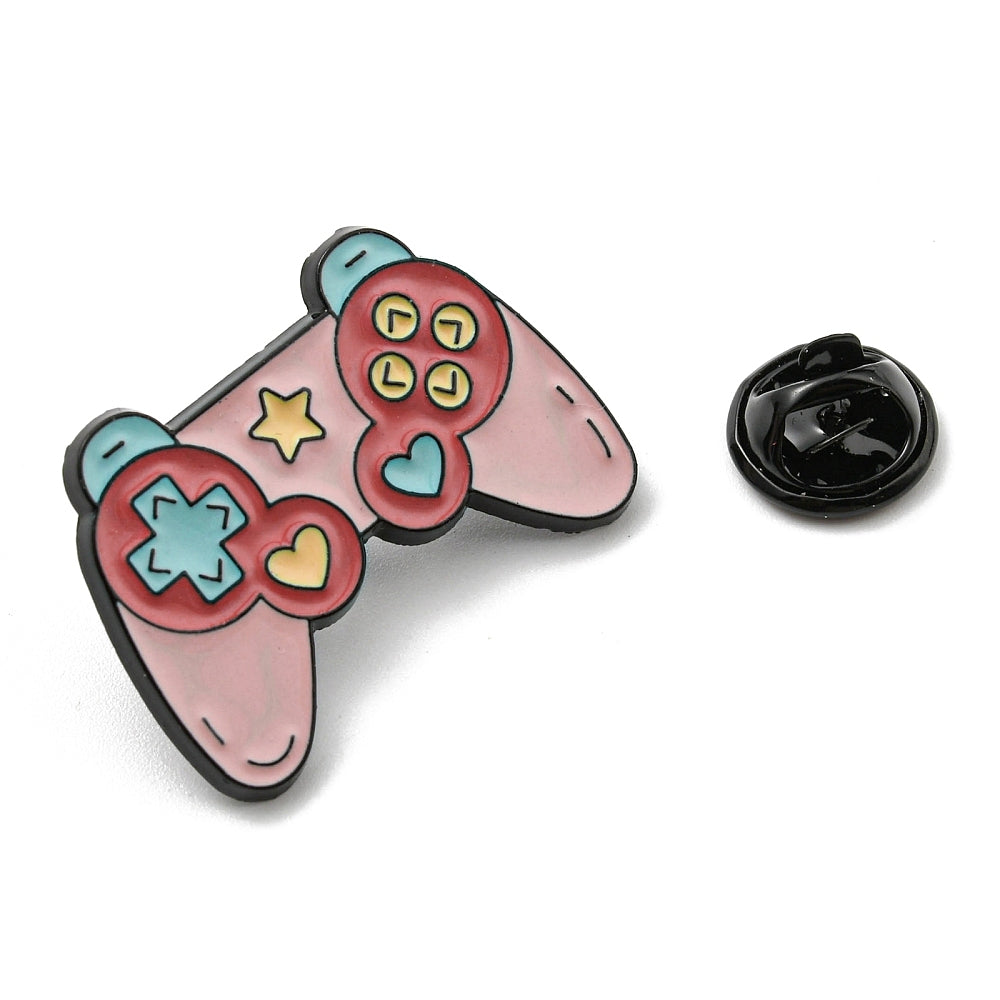 Handheld pink game controller enamel pin