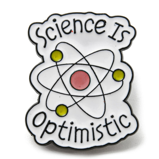 'science is optimistic' enamel pin