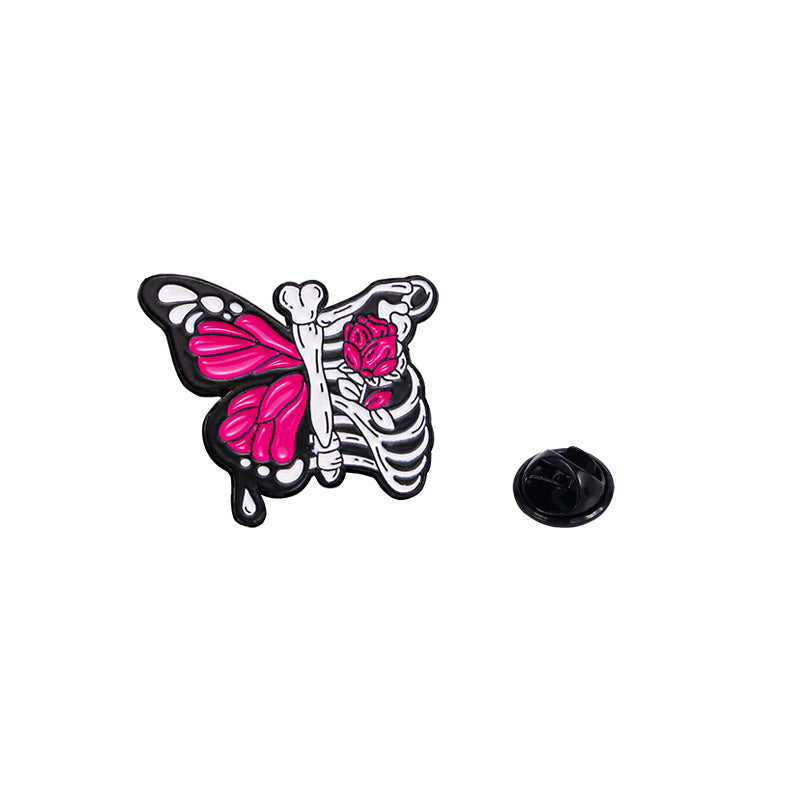 Butterfly rib cage enamel pin