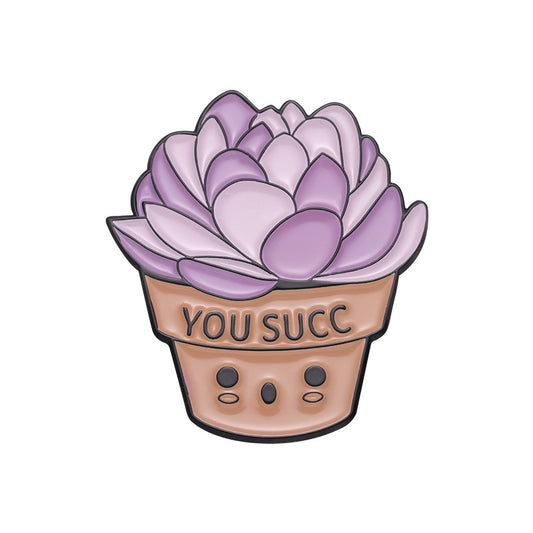 'you succ' plant enamel pin