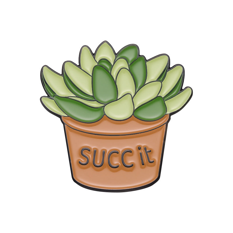 'succ it' plant enamel pin