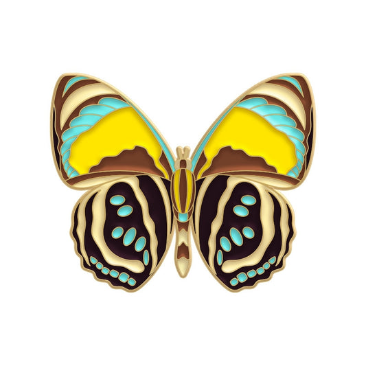 Butterfly yellow brown enamel pin