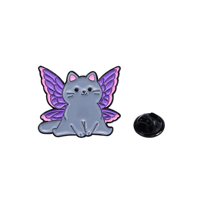 Butterfly cat enamel pin