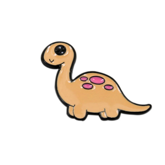 Little light brown brontosaurus dinosaur enamel pin