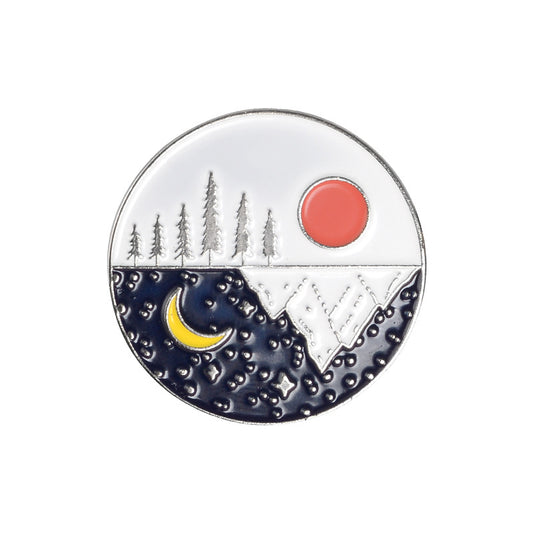 Sun and moon enamel pin