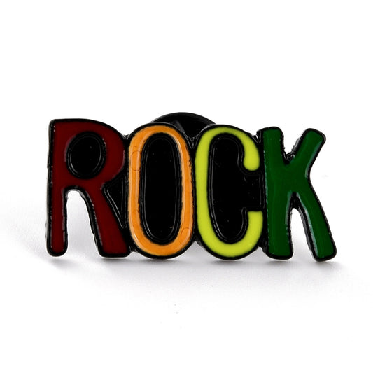 Rock word enamel pin